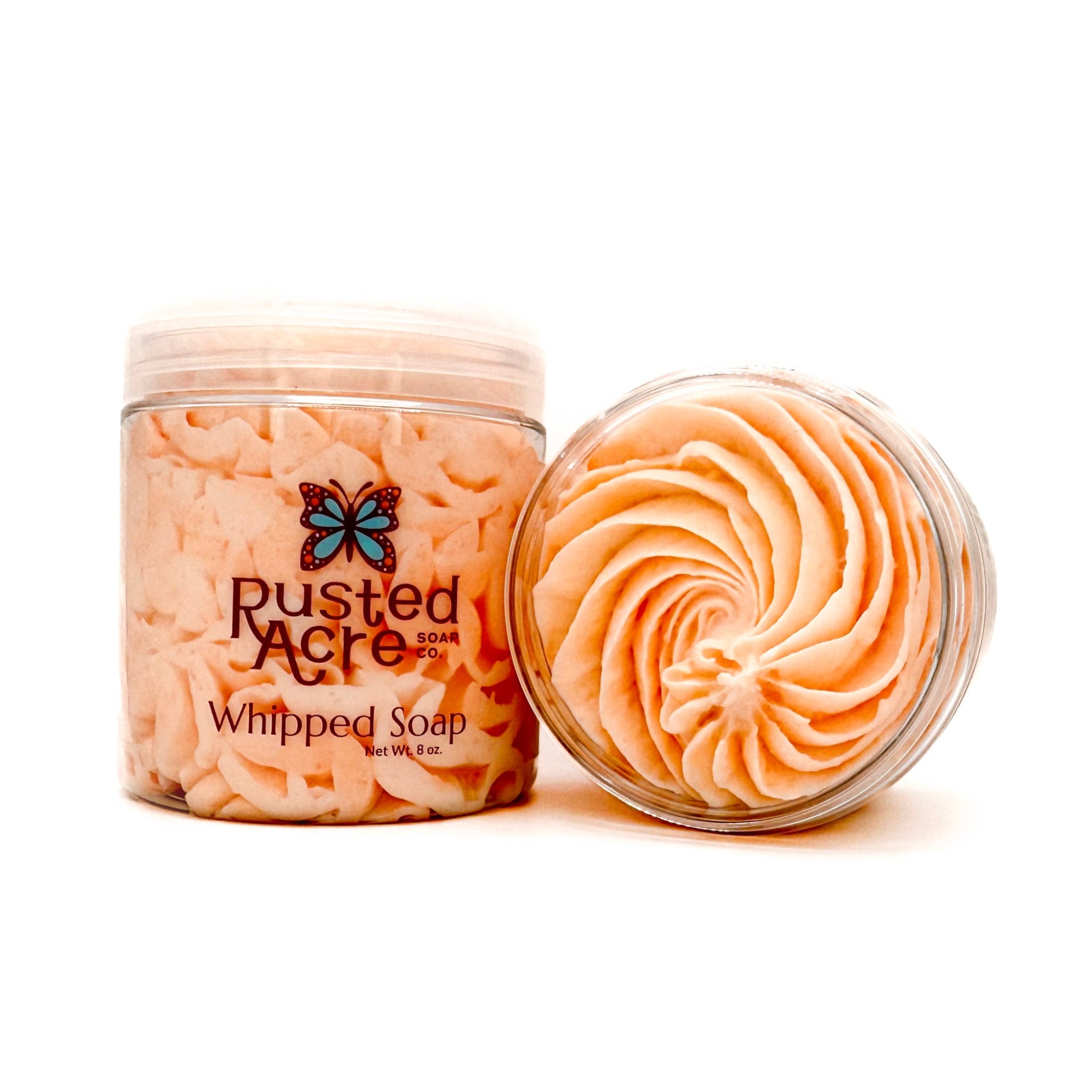 ront and top profile of Orange Dream whipped soap from Rusted Acre Soap Company