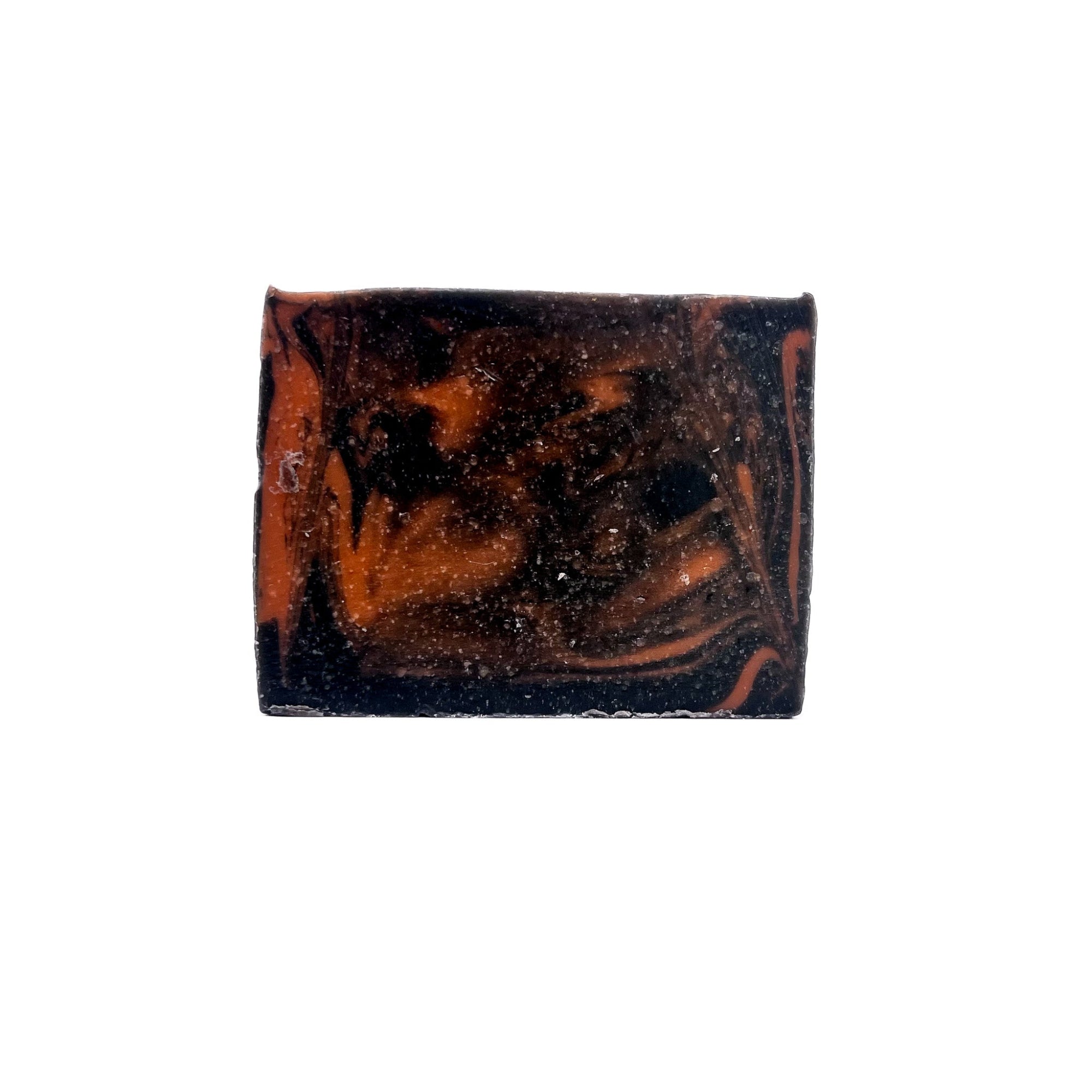 Rusted Acre's version of black cherry handmade bar soap; red and black swirled.
