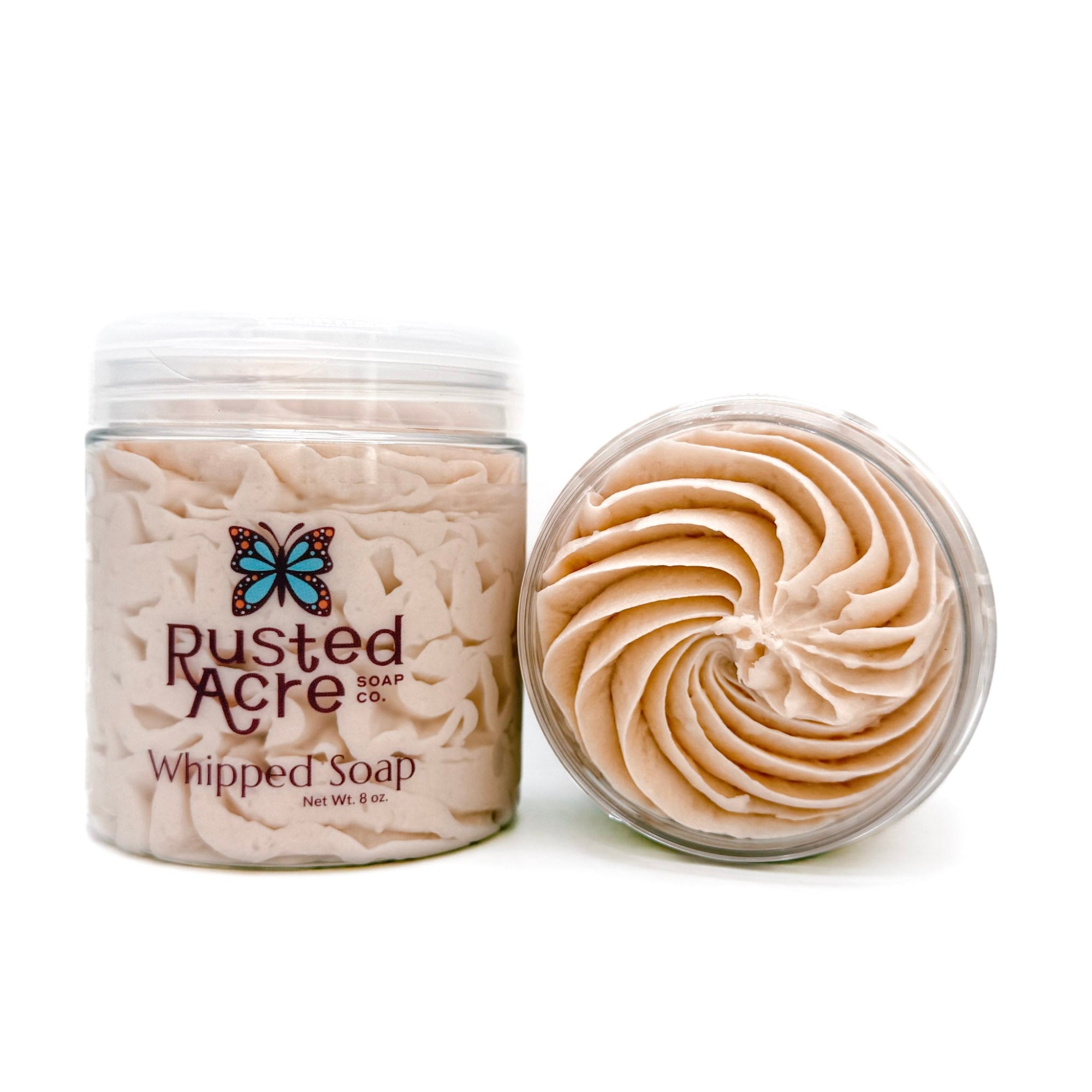 Front and top profile of Cashmere whipped soap from Rusted Acre Soap Company 