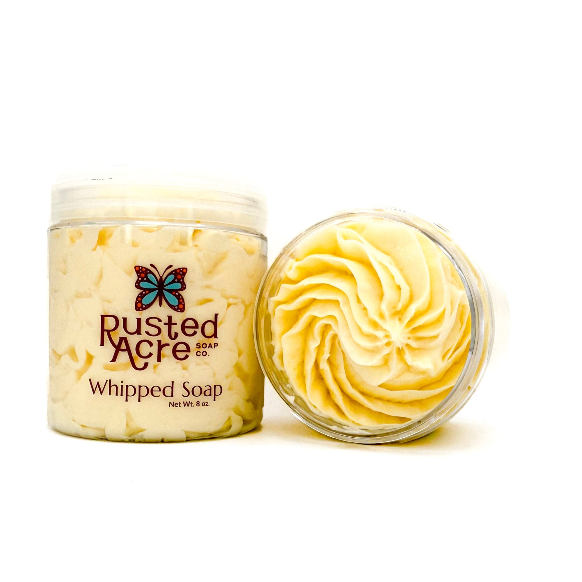 Front and top profile of Lemon Cupcake whipped soap from Rusted Acre Soap Company