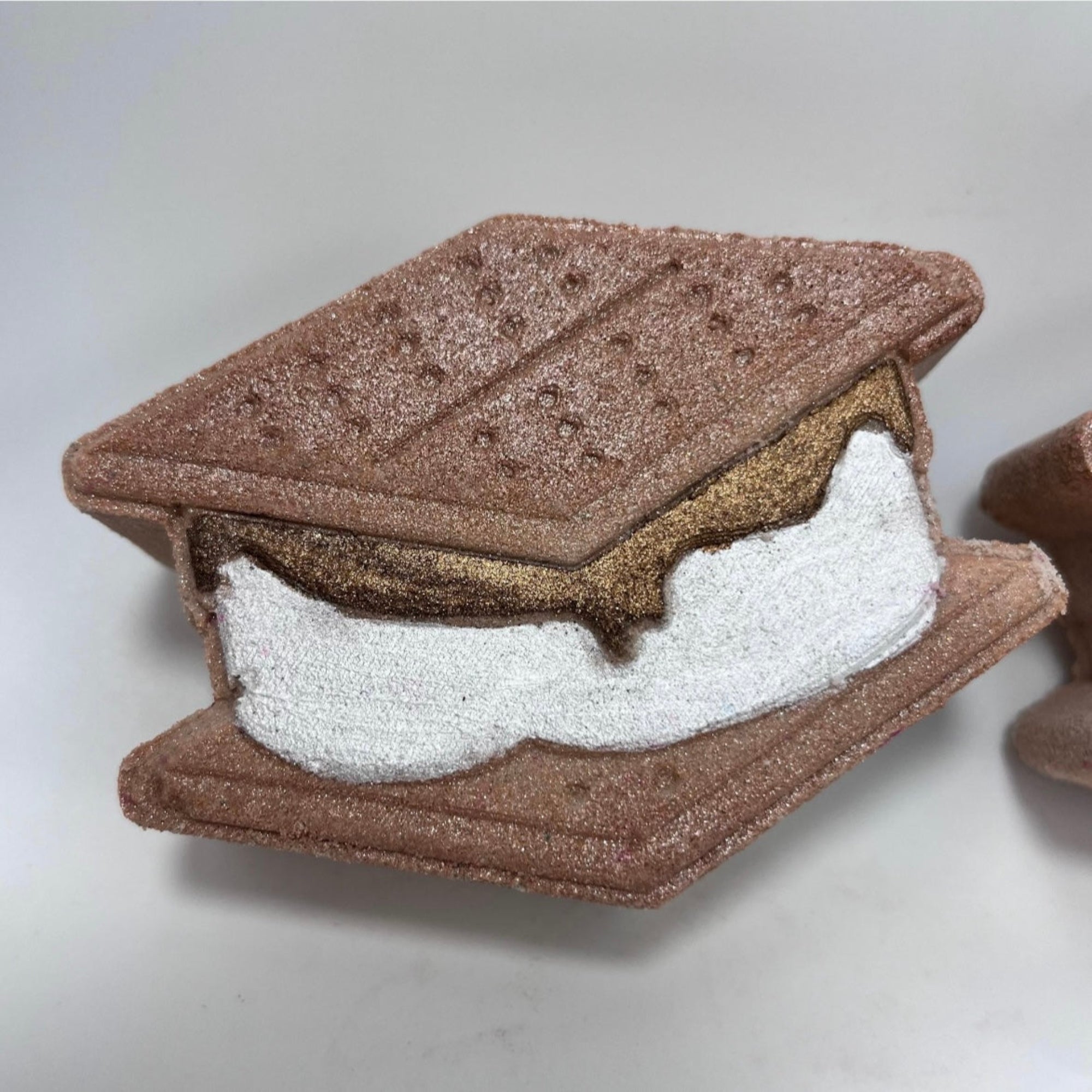 Smores bath bomb hand painted.