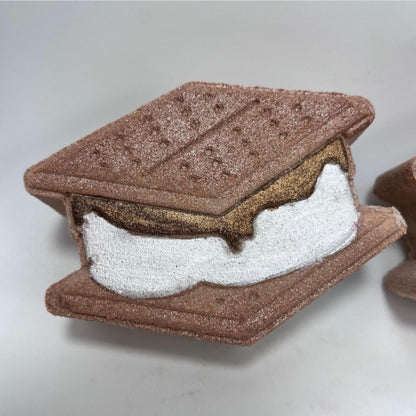 Smores bath bomb hand painted.