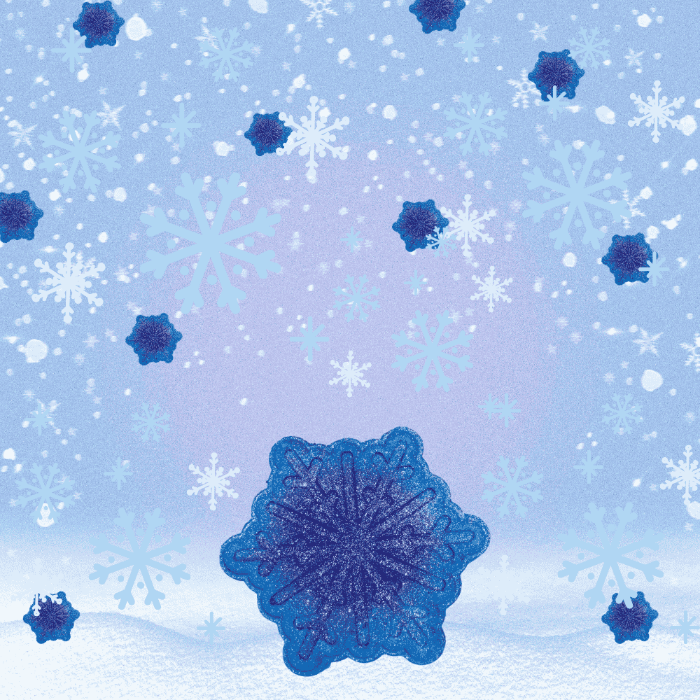 A blue snowflake shaped natural bath bomb from Rusted Acre Soap Co. 
