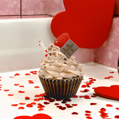 Rusted Acre Soap Company's strawberry cupcake soap in a lifestyle setting. 