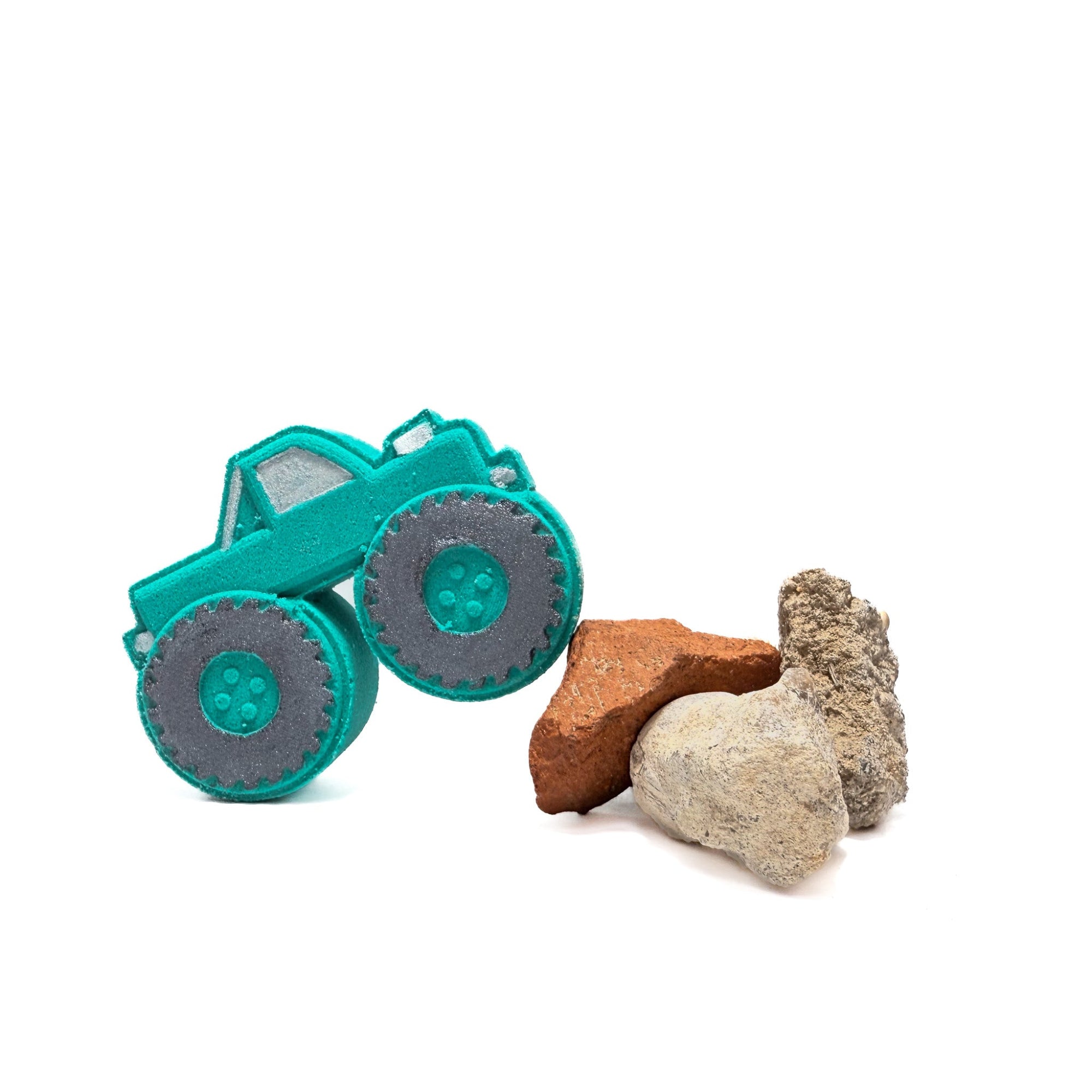 Teal monster truck bath bomb handmade by Rusted Acre Soap Co